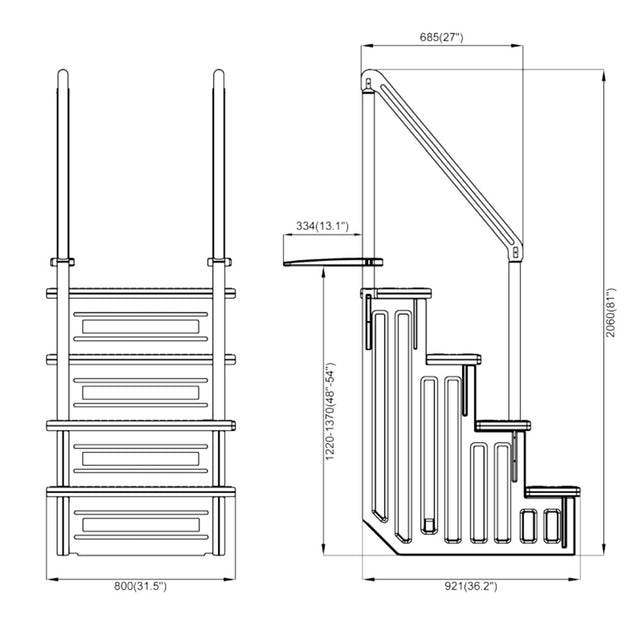 GoPool STP1 - Escaleras para piscina elevada con patio