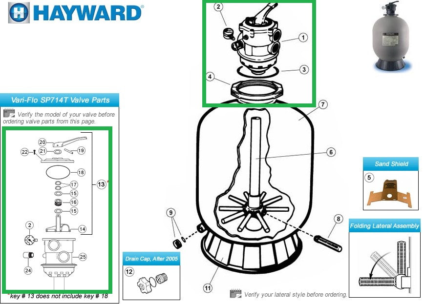 Hayward Multiport Variflo SP0714T Filter Head - OPEN BOX