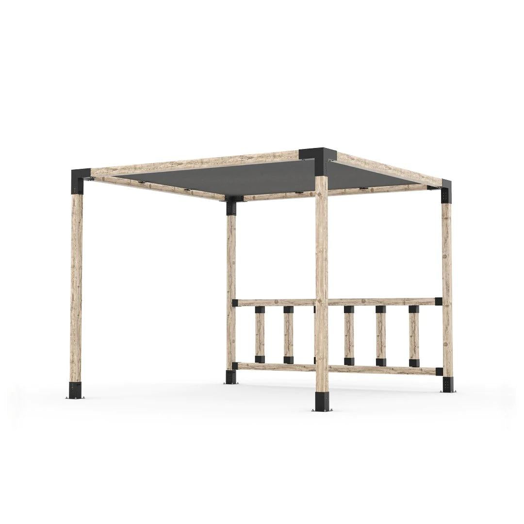 Kit pergola avec poteau mural & TOILE D'OMBRAGE pour poteaux en bois 4x4