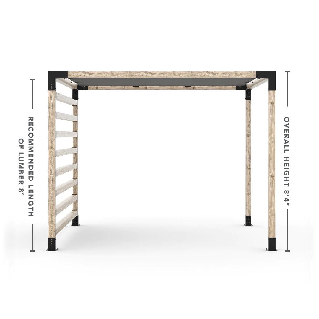 Kit pergola avec poteau mural & TOILE D'OMBRAGE pour poteaux en bois 4x4