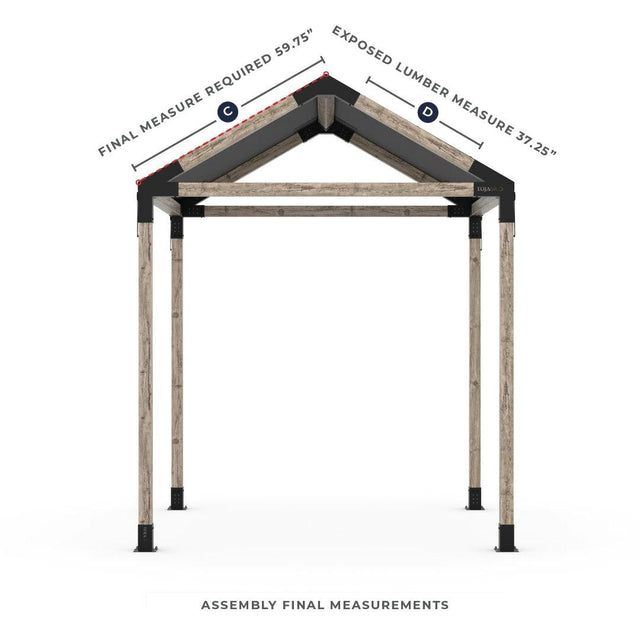 Kit de pérgola individual GRID 30 de 8' x 8' con tela impermeable para postes de madera de 4 x 4